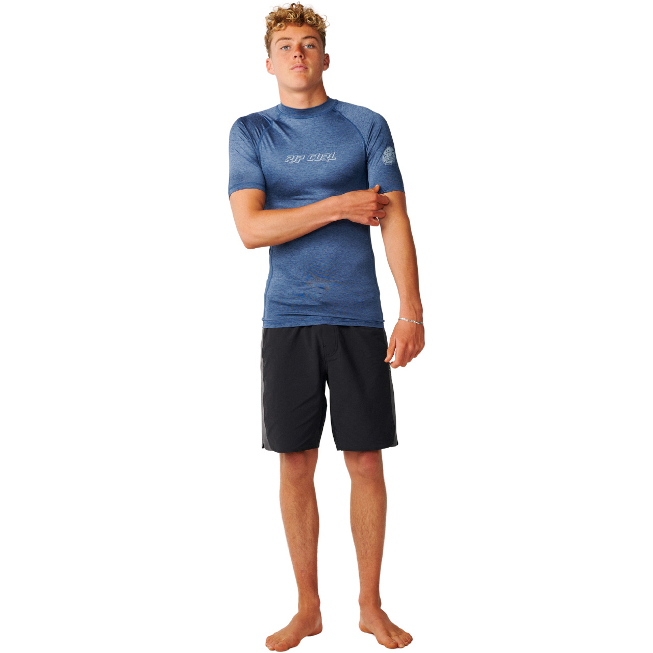 2026 Rip Curl Mens Dawn Patrol UPF Perf Short Sleeve Rash Vest 193MRV - Light Navy Marle